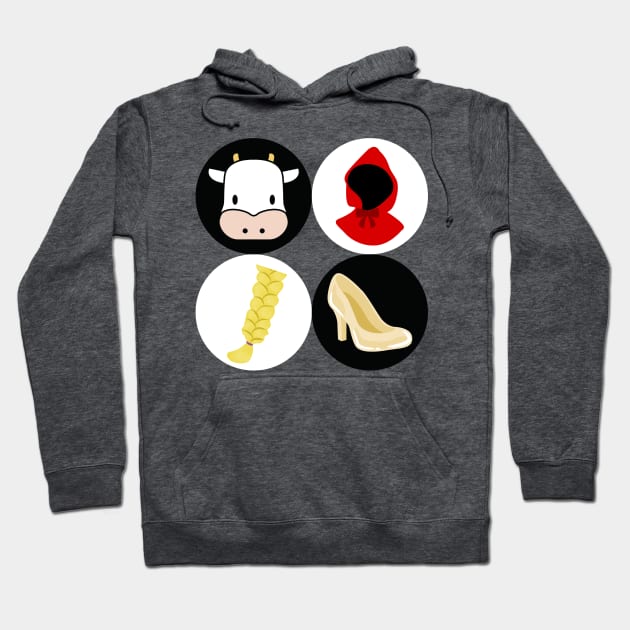 The Cow, The Cape, The Hair, the Slipper - Into The Woods Musical Hoodie by sammimcsporran